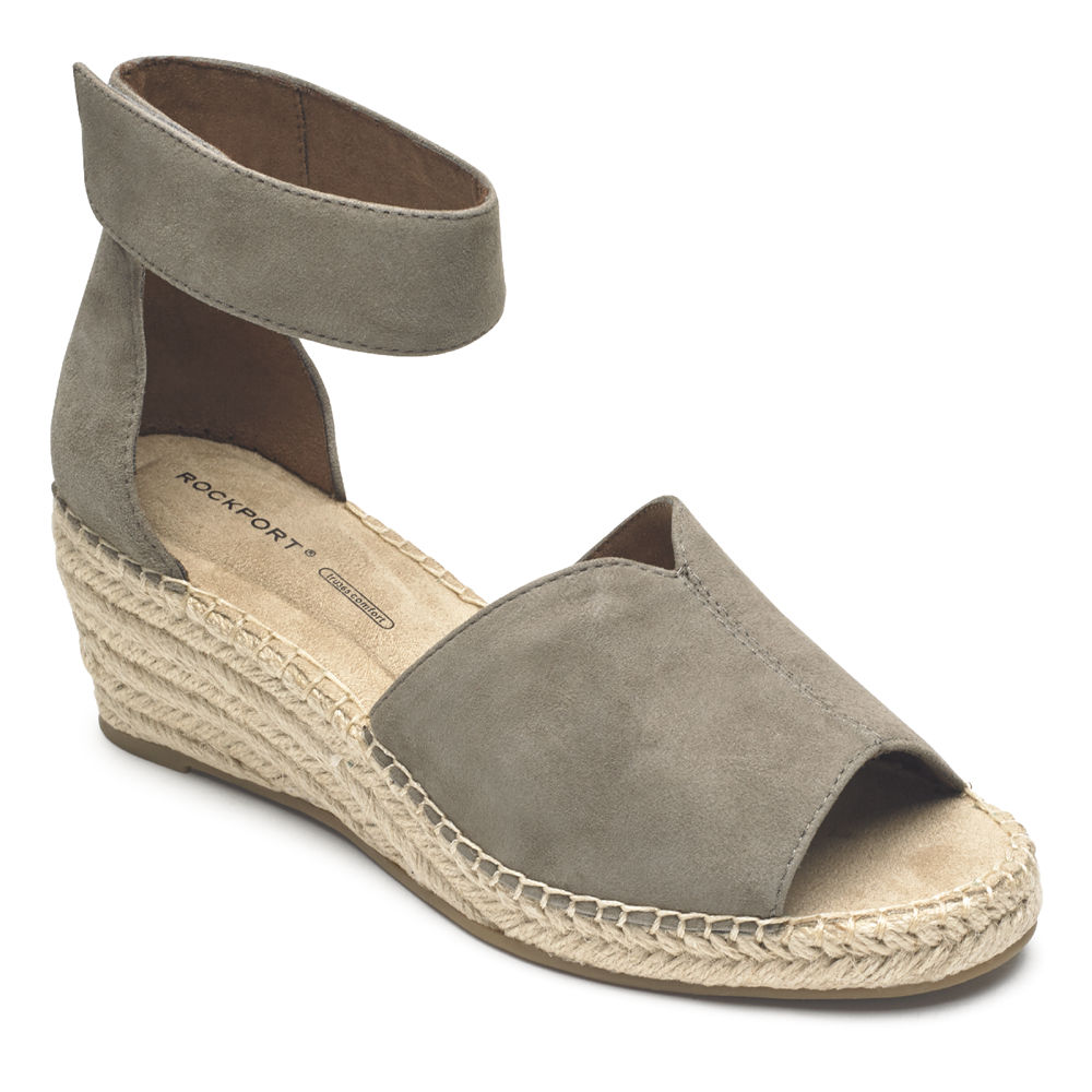 Rockport Womens Marah Peep Toe Espadrille - Sandals Grey - FWM159723